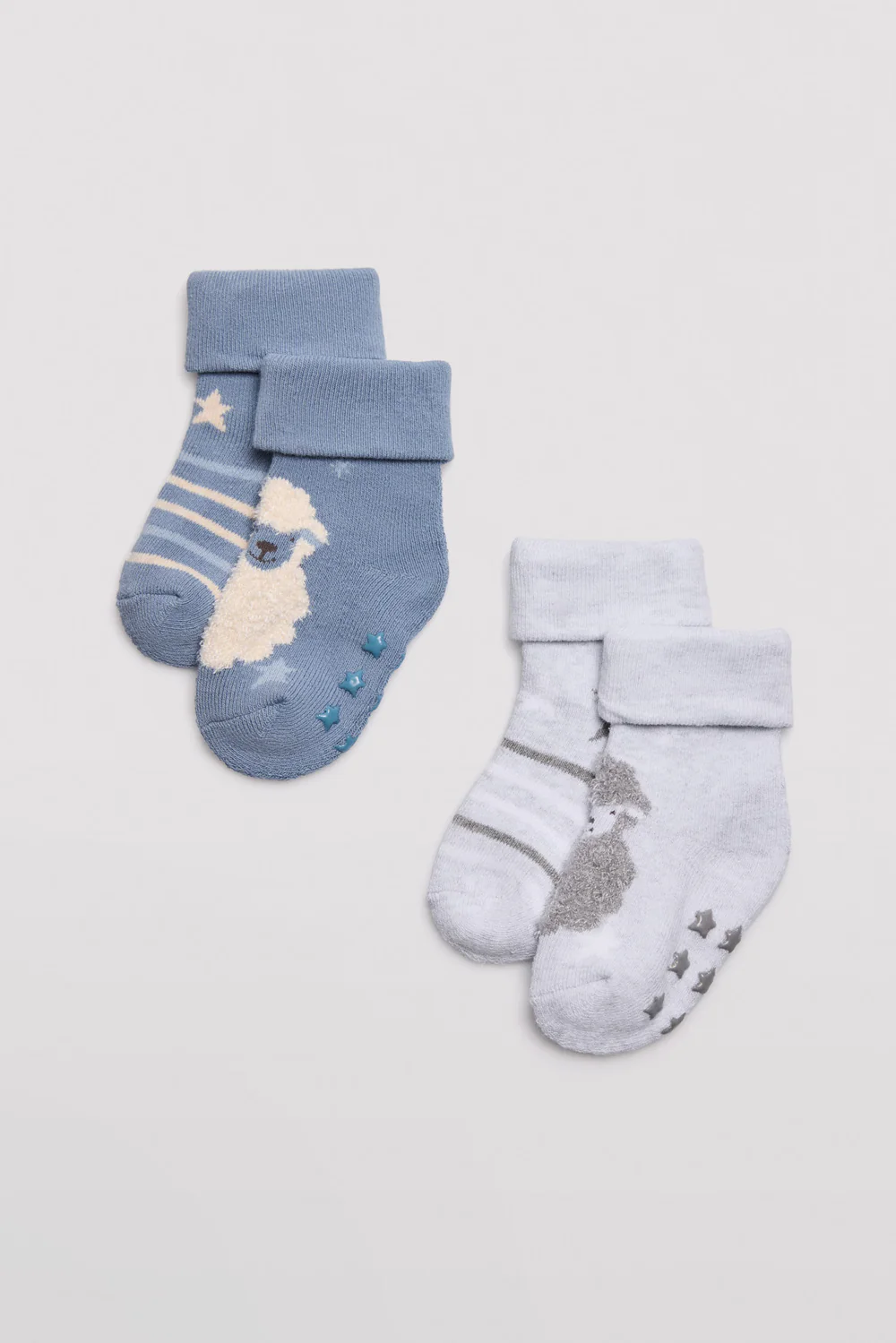 Pacote de 4 meias térmicas antiderrapantes para bebê estampadas com bons sonhos