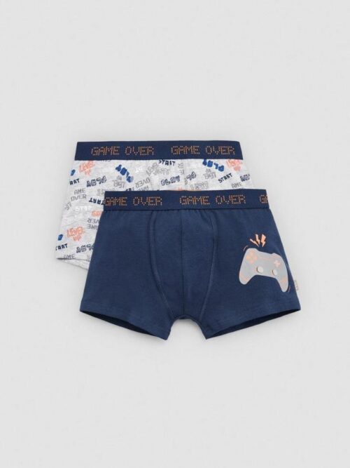 Pacote de 2 boxers juvenis de algodão com estampas Gamer