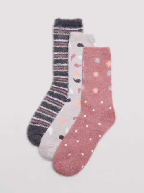 Pacote de 3 meias femininas estampadas