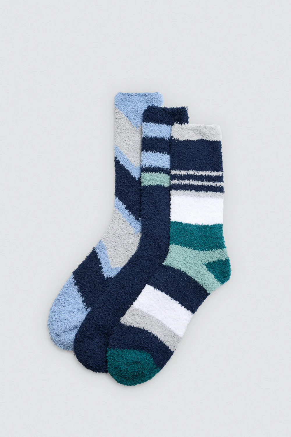 Meias de flanela com punhos antipressão e estampa geométrica