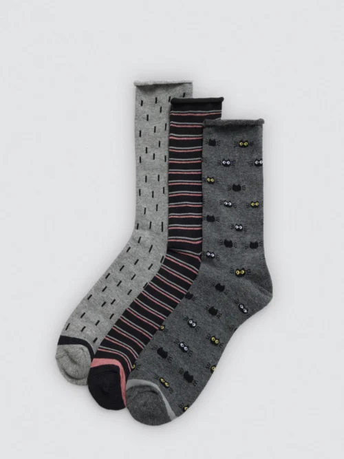 Meias sem punho com padrão escuro