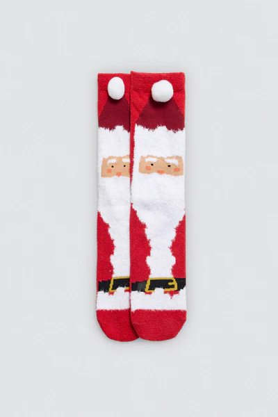 Meias de Natal antiderrapantes femininas