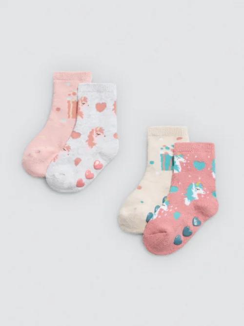 Pacote com 2 meias térmicas antiderrapantes para bebê