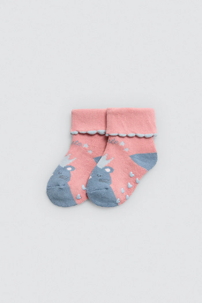 Pacote de 2 meias térmicas antiderrapantes para bebê em tons de rosa - Image 8