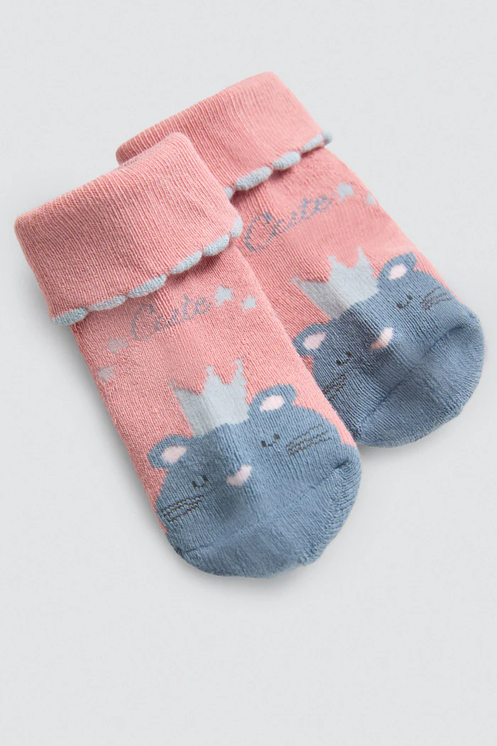 Pacote de 2 meias térmicas antiderrapantes para bebê em tons de rosa - Image 6