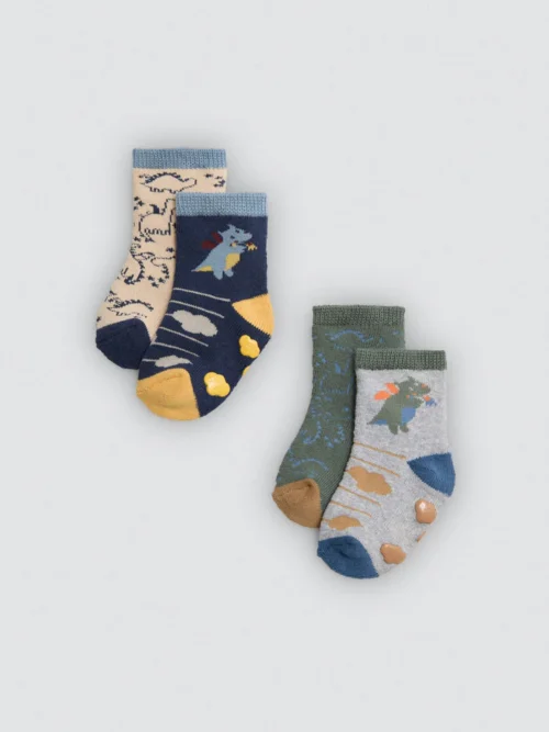 Pacote de 2 meias térmicas antiderrapantes para bebês Dragon Tale