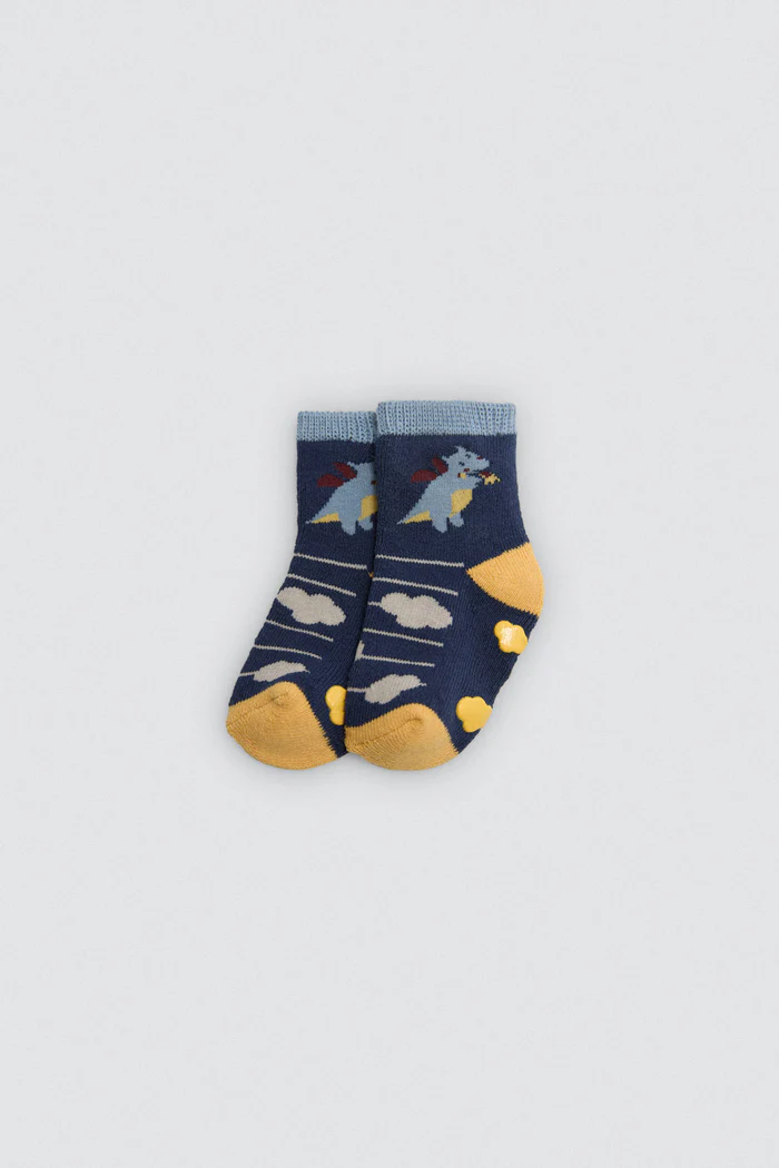 Pacote de 2 meias térmicas antiderrapantes para bebês Dragon Tale - Image 3