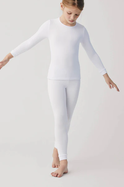 Leggings interiores térmicos infantis branco/preto